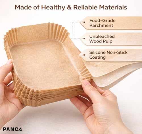 Image of Air Fryer Parchment Paper Liners, Disposable Oil-Proof Sheets for Frying Baking Cooking, Square 8 Inch, 100 PCS