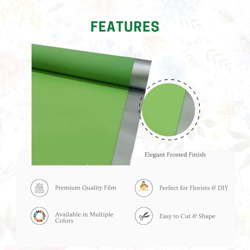 Image of Oasis Gift Wrapping Frosted Cellophane Roll For Multipurpose Hamper Packaging & Flower Bouquet Wrapping 80cmx25mtr 1 No Frosted Film Roll (x) Green Silver)
