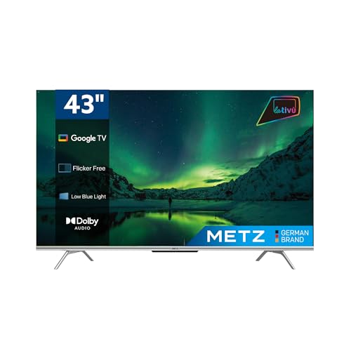 Metz LED TV UHD/4K Google TV (Netflix, Prime Video, Disney+, MyC, OCS, Apple TV, …) HDR10 / HLG/Alexa mit DVB-T2/C/S2 Tunern - Modell 43MUD7000Z - Neuheit 2024 (43 Zoll - 109 cm)