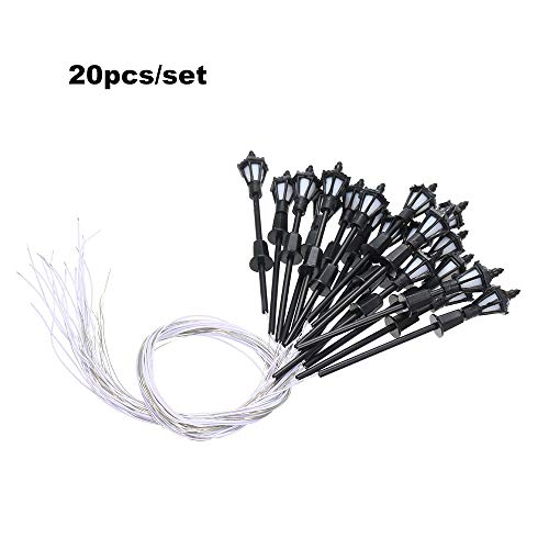 Preisvergleich Produktbild Lepeuxi 20 stücke Warmweiß Modell Straßenbeleuchtung Layout Laternenpfahlbahn Zug Garten Spielplatz Landschaft Led Lampe Beleuchtung 1: 150 Skala 65mm