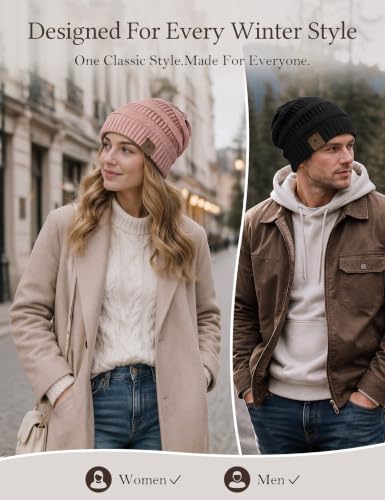 Image of Durio Winter Hats for Women Cable Knit Beanie Soft Womens Beanies Thick Winter Hat
