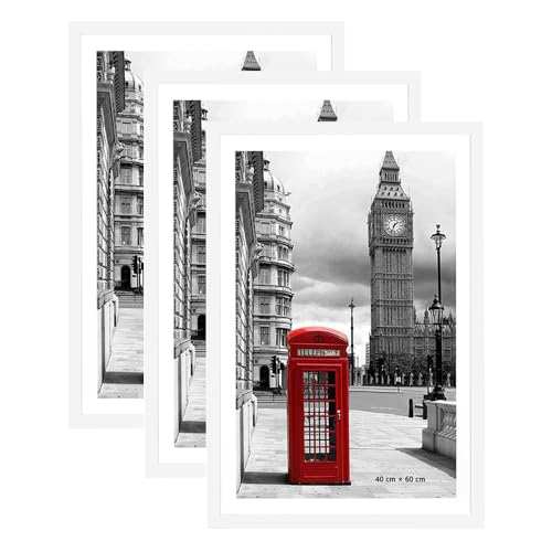 Scholar Tree 3 Pack 40x60 Frame, White 40x60cm Picture Frames, Wall Hanging Photo Frame