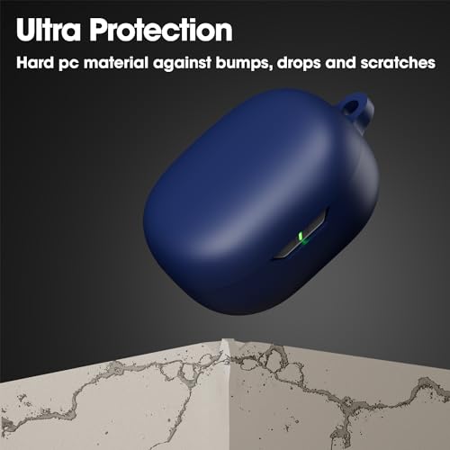 Image of Sounce Earphone Case Cover Compatible for JBL Wave Flex, Soft Silicone Skin Case Cover Shock-Absorbing Protective Case with Keychain [Front LED Visible] - Blue