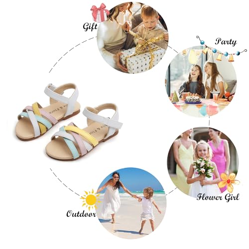 Image of Felix & Flora Toddler Girl Sandals - Little Girl Easter Dress Shoes Lightweight Open Toe Beach Holiday Flats