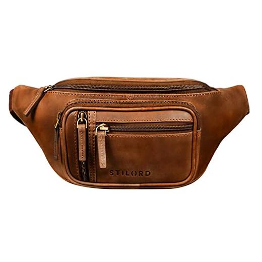 STILORD 'Greg' Bauchtasche Leder Vintage Hüfttasche Herren Damen Belt Bag für Sport Festival Handy Werkzeugtasche Gürteltasche Doggy Bag Echtleder, Farbe:Andorra - braun