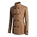 Lu's Chic Men's Double Breasted Coat Korean Trenchcoat Fashion Dress Jacket Slim Fit Business Casual Outwear Long Sleeve Military Topcoat Lightweight Top Pea Coats 2026 A-Khaki Brown