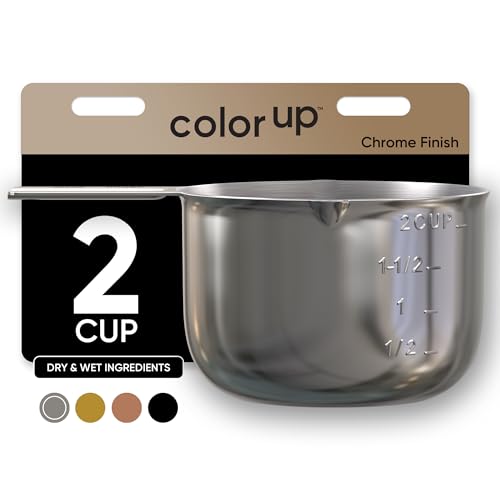 Color Up 2 Cup Measuring Cup (480 ml) – Premium Chrome Stainless Steel, Accurate for Wet & Dry Ingredients, Embossed Markings, Easy-Pour Spouts, Dishwasher-Safe, Kitchen Essential