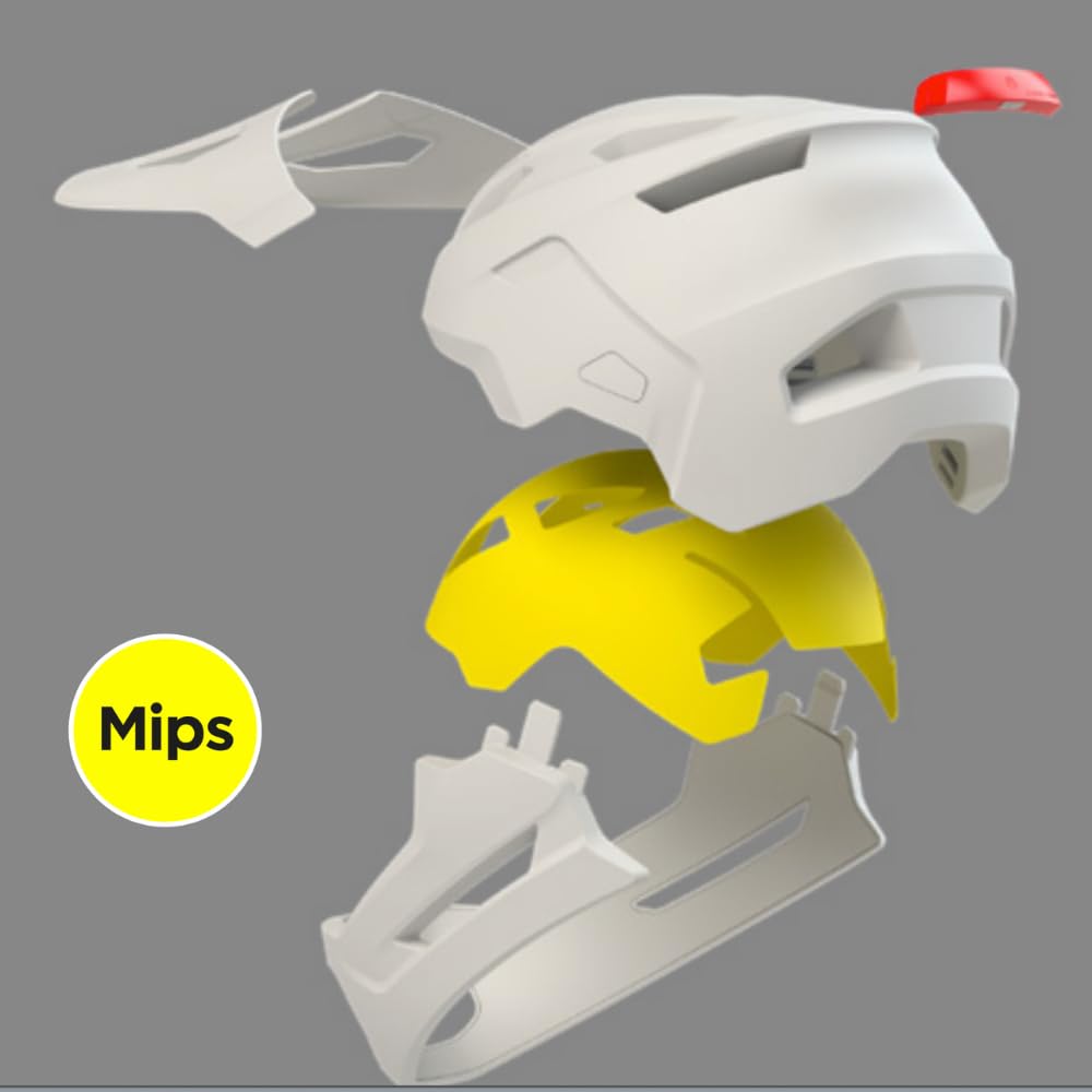 Cratoni Madcat MIPS - Casco de bicicleta para niños, casco integral robusto, casco de bicicleta MTB, casco integral, barbilla, desmontable, tamaño ajustable, incluye luz trasera, unisex, talla S/M (49