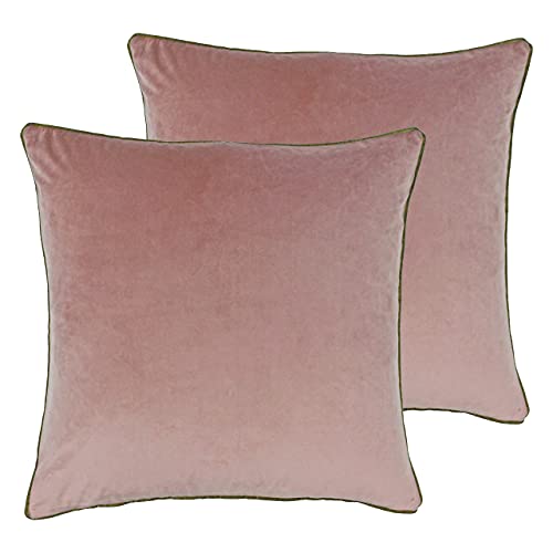 Paoletti Meridian Feather Filled Cushions (Twin Pack), Polyester, Blush/Gold