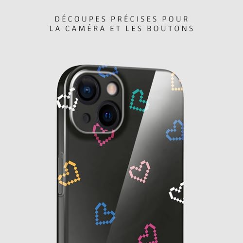 Coque iPhone 13 anti rayure avec motif cœurs rétro noir et fine - 7