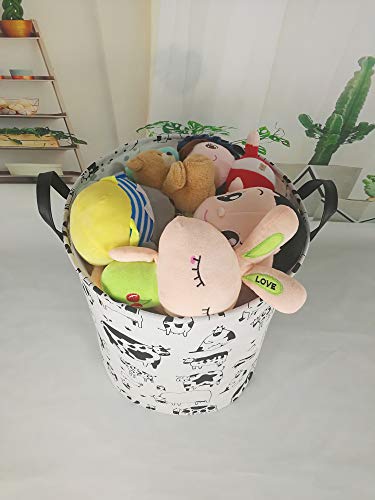 Image of Kids Laundry Hamper Clothes Gift Basket Storage Laundry Baskets Organizer Bin with Handles for Nursery Room (Cow)