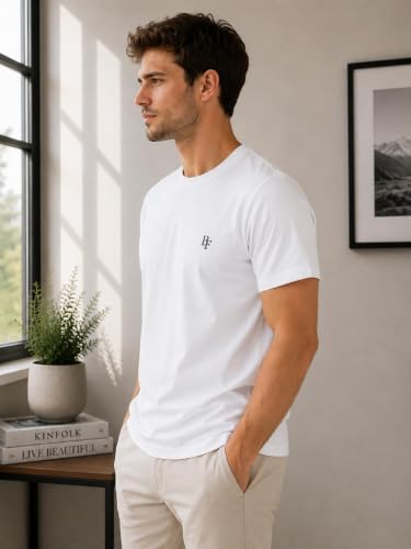 Image of BLUE FOG Summer Casual Wear Regular Fit Cotton Blend Half Sleeve Round Neck |T-Shirt for Men's(101)