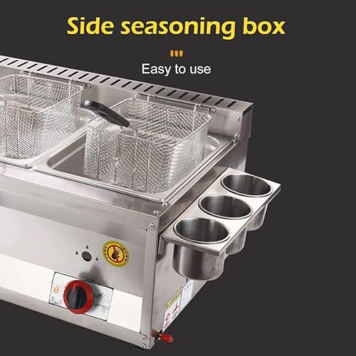 Gas-Fritteuse mit Gewürztrog und 2 Edelstahl-Frittierkörben – Premium-Fritteuse für einstellbare Feuerkraft und einfache Reinigung, ideal für den Heimgebrauch – Bild 3