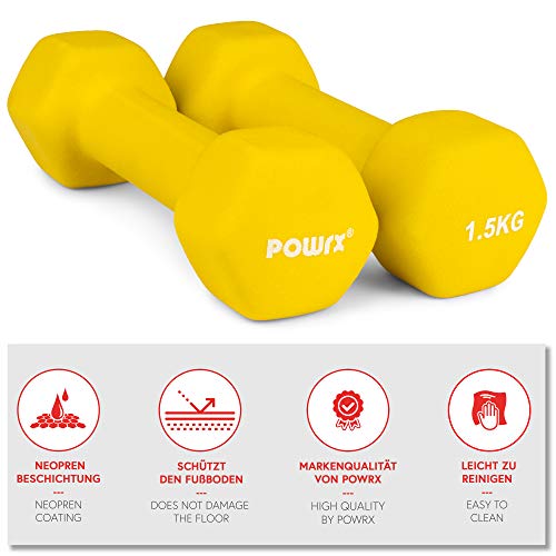 Hexagon neopreen dumbbell-set incl. training | Halters 0,5-10 kg | Haltergewichten met rubberen bekleding voor gymnastiek | Halterset - Afbeelding 3