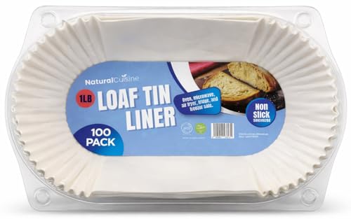 1lb Loaf Tin Liners Pack of 100 Non-Stick Siliconised Greaseproof Paper for Baking Bread & Cakes Air Fryer Liner - 21x12x6.5cm Halal & Kosher Certified Oven Microwave Air Fryer Safe