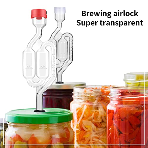 Airlocks For Fermenting, Brewing Supplies, Super Transparent Upgraded Version Of 5 Fermentation Airlock, 5#6 Stoppers And 20 Airlock Grommets, Used For Brewing Wine, Beer, Sauerkraut, Pickles, Etc #TOP5