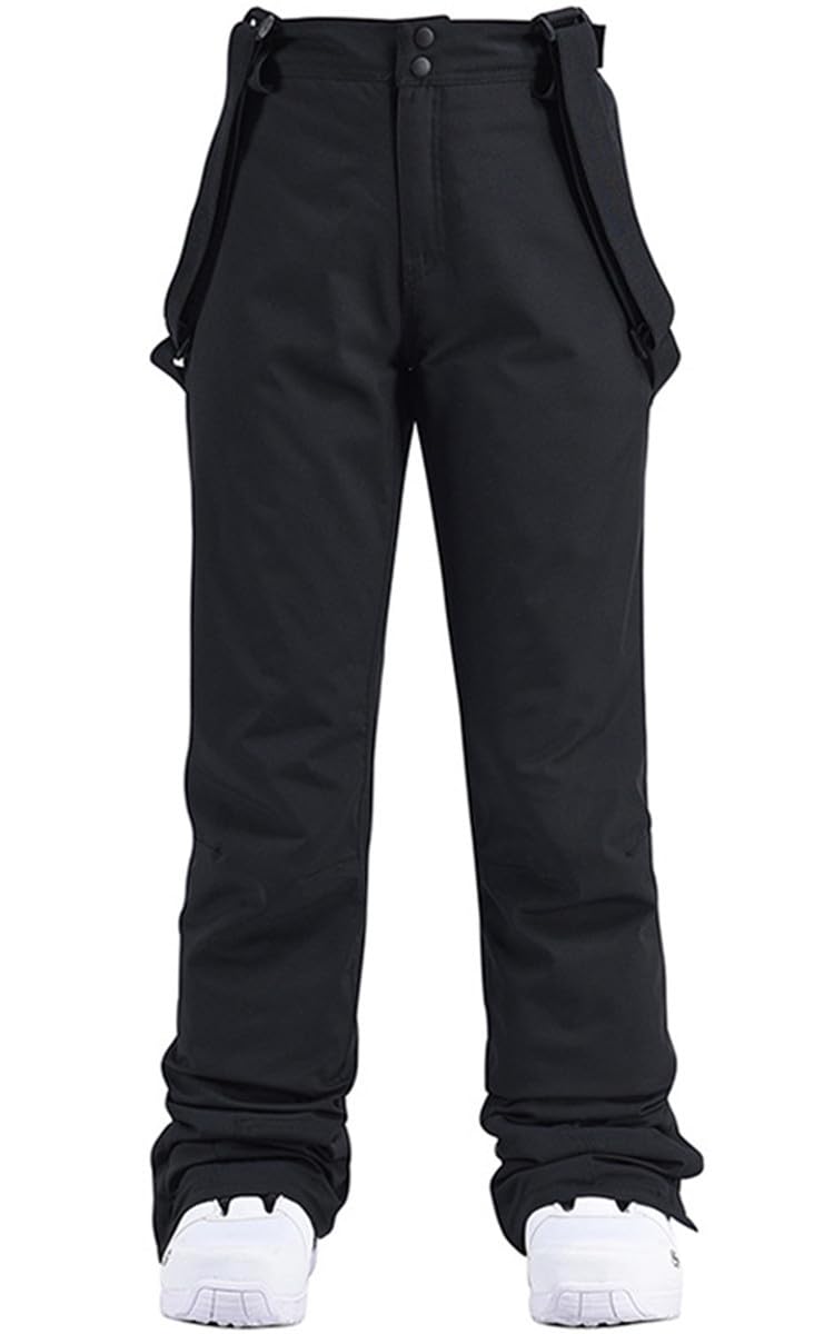 JELEUON Women Men Winter Warm Insulated Ski Bib Snow Pants Suspender Ski Overalls Outdoor Snowboarding Bibs Black