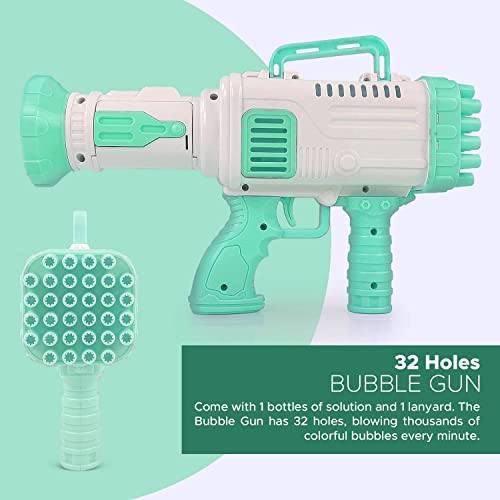 Image of 32 Hole Electric Gatling Bubble Maker Machine Gun with Liquid Soap Solution Indoor and Outdoor Toys for Kids Toddlers Girls Boys Bubble Blower Launcher | PoPo Toys