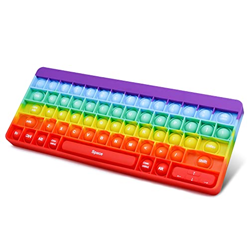 i-FSK Keyboard Pop On It Fidget Toy Popper, Easter Basket Stuffer Gift Classroom for Kids, Push Bubble Pop Fidget Sensory Toy, Rainbow Popping Easter Toys Popit Toys Anxiety Stress Relief for Autism