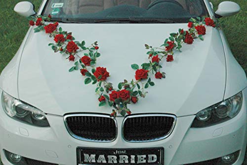Rose Garland Bridal Couple Rose Decoration Car Decoration Wedding Car Wedding ® Car Decoration (Exclusive Red) - Image 3