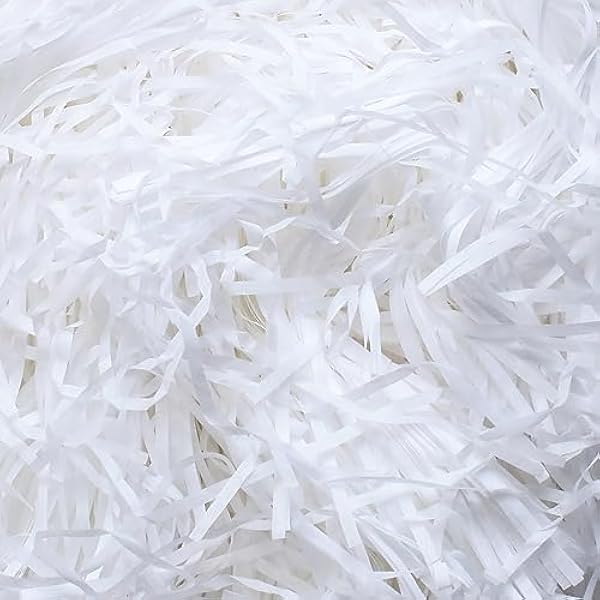 1KG White Shredded Tissue Paper for Gift Boxes & Hampers, Soft Hamper Filling and Packaging Filler, Shreds Stuffing Paper Suitable Party Baby Shower Graduation Housewarming ect