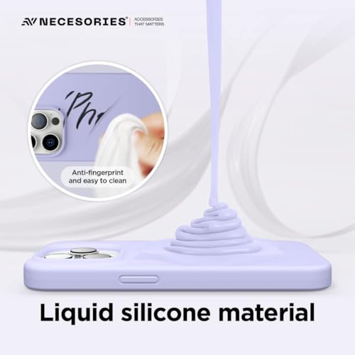 Image of Liquid Silicone Case Compatible for iPhone 13 Pro Lavender | Slim Back Cover | Soft Touch Bumper | Shockproof Drop Protection | Microfiber Cloth Inside | Sleek Solid Design