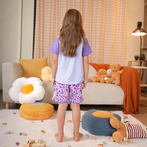 LQSZ Girls Pajamas Set Kids 4 Piece Summer Sleepwear 3-10 Years Pajama Toddler Pjs4