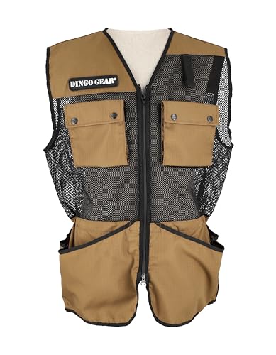 Dingo Gear Professionelle Weste für das Hundetraining, handgefertigt aus Ripstop und Mesh, viele funktionale Taschen, leicht, Farbe – Coyote Braun, Größe – XXL (S01498)