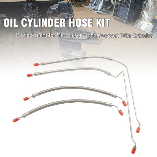 Image of Saihisday 4Pcs 32-864588 Trim Tilt Hydraulic Ram Cylinder Hose Kit, Replacement for Mercruiser Alpha One with Trim Cylinder 15-9 /16 inch, Replaces 32-864589