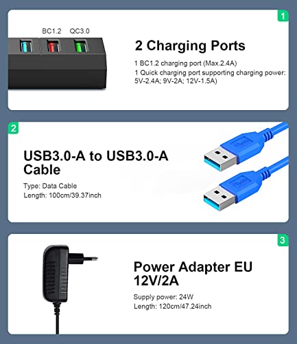 Hub USB 3.0 Vansuny alimenté 6-en-1 port multiple PC 5Gb/s - 6