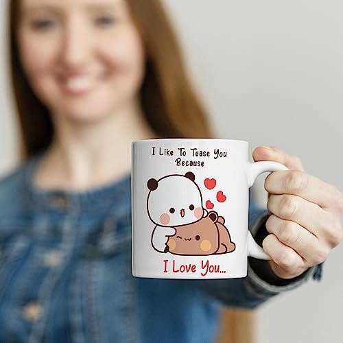 Image of Bubu Dudu Love Gift for Birthday /Anniversary Sipper Water Bottle 750 ML Aluminium with 320 ML Coffee Mug, Wooden Keychain Combo Pack MSK-V (Design-5)