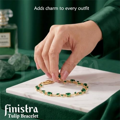 Image of finistra Tulip Bracelet for Women Stylish | Gold Plated Crystal Floral Jewellery | Adjustable Chain for Women & Girls Stylish | Elegant Tulip Bracelet for Women, Party & Daily Wear Accessory