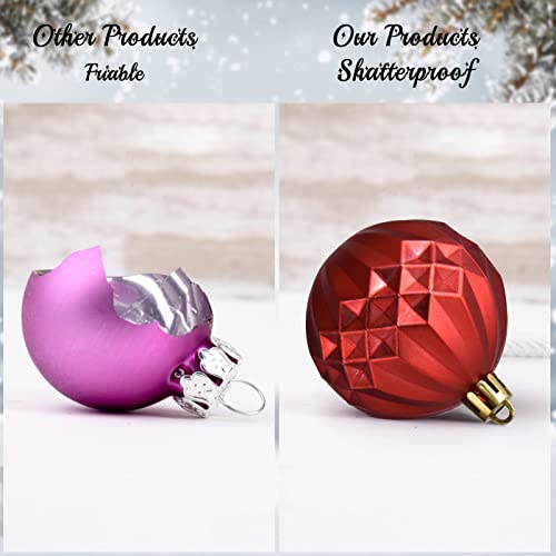 111-Pack Christmas Balls Ornaments,Assorted Shatterproof Christmas Ornaments Set, Xmas Seasonal Luxurious Hanging Pendants Gift Package For Christmas Tree Party Holiday Indoor Decor(Red) #TOP3