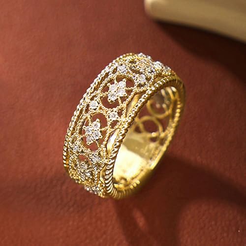 Gold Plated Hellow White Cubic Zirconia Engagement Rings Bridal Promise Rings Evening Parties Anniversary Valentine's Day Gifts Eternity Bands for Women