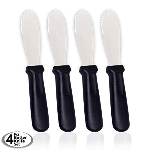 image for Butter Spreader Knives | 4 PCS Wide Blade Stainless Steel Spreader Kni