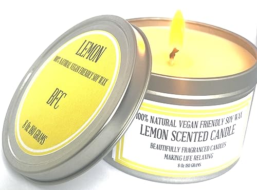 BFC 8 Oz 180 Grams Lemon Scented Soy Wax Candle
