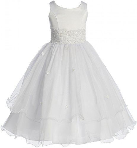 Double Layer Tulle Embroidery Little Flower Girls Communion Dresses