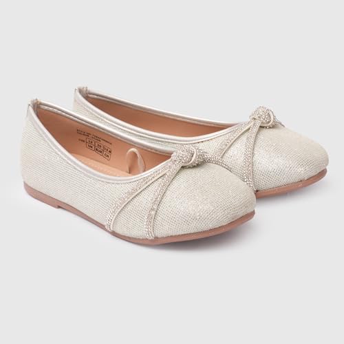 Image of toothless Kids Girls Belly Shoes | Shimmer Ballerinas with Rhinestone Detail | Comfortable Slip-On Ballet Flats, Festive Occasions & Weddings
