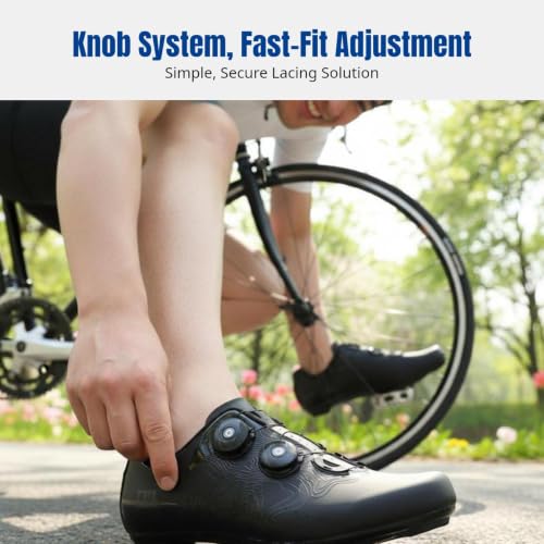 Image of CALANDIS Cycling Shoes, Asphalt Bike Lock Shoes, Breathable Hard Sole, Unisex Sports 43 Black Road Lock