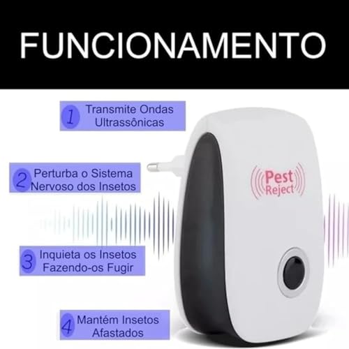 Repelente Ultrassônico Eletrônico Espanta Mosquitos Ratos Baratas Aranhas Formiga Moscas Insetos Seg