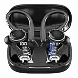 Beniduck Wireless Earbuds Bluetooth 5.3 Headphones Stereo Ear Buds, ENC Noise Cancelling Mic,IPX7 Waterproof Earphones with Hook for Android iOS Smart Phone Laptop Computer Sports - Black