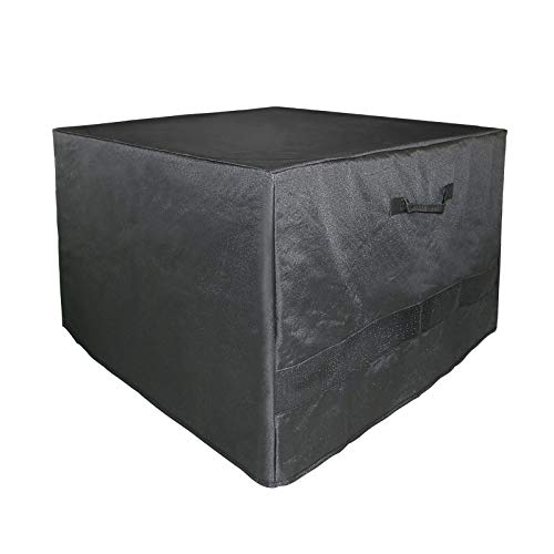 GFTIME Fire Pit Cover, Waterproof 600D Heavy Duty Square Patio Firepit Table Cover with Weather Resistant, Outdoor Garden Patio Heater Cover, Black (84CM, Square)