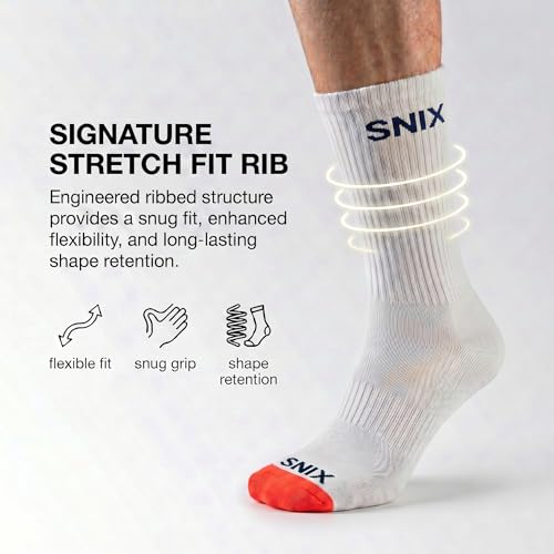 Image of SNIX Sportswear Athletic Socks For Men, Long, White With Colour Accent