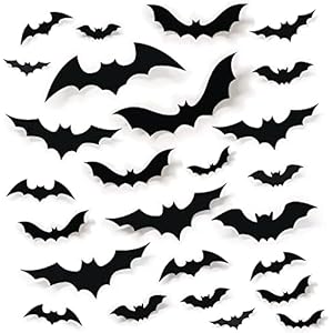Incrizma 68Pcs Bat Wall Decor, Halloween Bats Decorations 3D Bats Wall Decor Realistic Felt Bats Stickers for Outdoor…