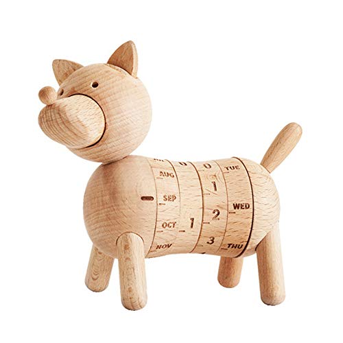 fang zhou Collezione Calendario perpetuo per Cani in Legno, Decorazione intagliata Unica Fatta a Mano da scrivania, Adatta per Regali di Natale di Halloween o Ornamenti per Studio da Camera