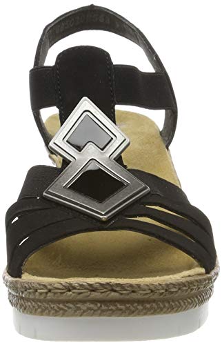 Rieker V2915-00, Sandali con Plateau Donna