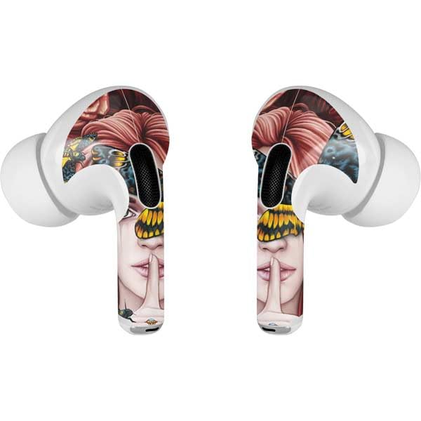 Skinit Decal Audio Skin Compatible with AirPods Pro 2nd Gen - Officially Licensed Gothic Woman and Death Moth Butterflies by Sarah Richter Design