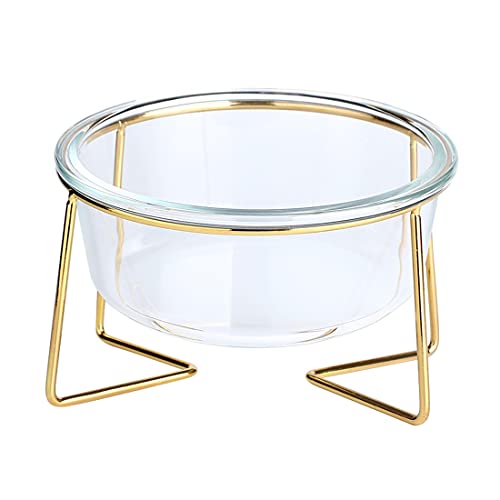 PetPhindU Vetro Pet Bowl Raised Cat Food Bowl Cat Acqua La Ciotola del Cane Ciotola Cane di Acqua Ciotola con Elevato Stand Gatto Cane Piatto Bacino Dell'animale Domestico Ciotola per Faccione Cats