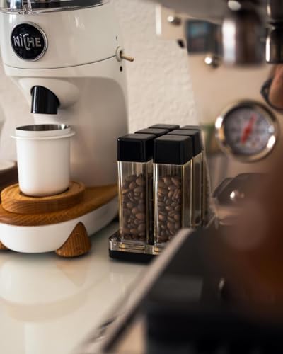 Image of Normcore 6 Tubes Coffee Bean Cellars with Stand & Hopper - Single Dose Coffee Bean Vaults - Espresso Bean Storage Set - One-Way Exhaust Valve - Capacity 25-28g