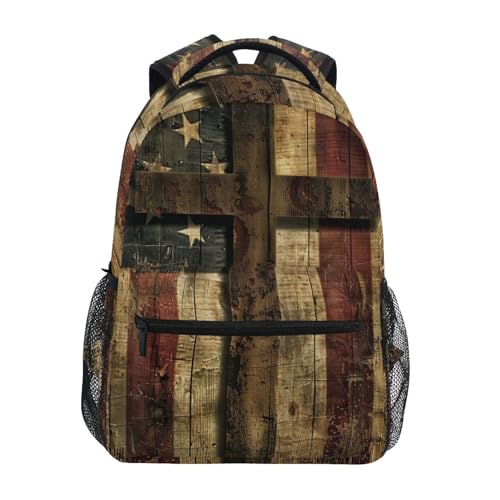 Backpack Retro American Flag Cross for Men Women Laptop Travel Backpack Book Bag Personalized Backpack 12” x 16.9”
